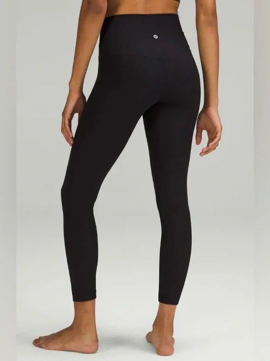 Lululemon NWT Align Ribbed High-Rise pants in Black 25” Leggings size 14 - Picture 1 of 12